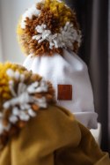 Hi Little One czapka zimowa niemowlęca ALPACA BOHO White/Brown M Pom Pom Hi Little One czapka zimowa niemowlęca ALPACA BOHO White/Brown M Pom Pom