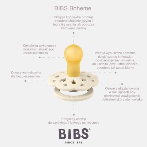 BIBS BOHEME BLUSH S Smoczek Uspokajający kauczuk Hevea BIBS BOHEME BLUSH S Smoczek Uspokajający kauczuk Hevea