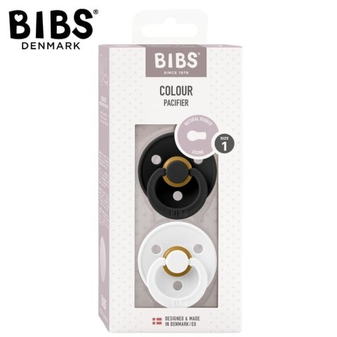 BIBS COLOUR 2-PACK BLACK & WHITE S Smoczek Uspokajający kauczuk Hevea BIBS COLOUR 2-PACK BLACK & WHITE S Smoczek Uspokajający kauczuk Hevea