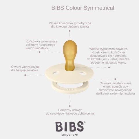 BIBS COLOUR SYMMETRICAL 2-PACK IVORY & BLUSH S Smoczek Symetryczny kauczuk Hevea BIBS COLOUR SYMMETRICAL 2-PACK IVORY & BLUSH S Smoczek Symetryczny kauczuk Hevea