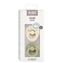 BIBS COLOUR SYMMETRICAL 2-PACK IVORY & SAGE M Smoczek Symetryczny kauczuk Hevea BIBS COLOUR SYMMETRICAL 2-PACK IVORY & SAGE M Smoczek Symetryczny kauczuk Hevea