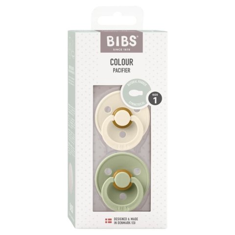 BIBS COLOUR SYMMETRICAL 2-PACK IVORY & SAGE S Smoczek Symetryczny kauczuk Hevea BIBS COLOUR SYMMETRICAL 2-PACK IVORY & SAGE S Smoczek Symetryczny kauczuk Hevea