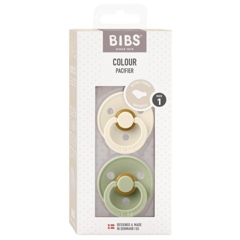 BIBS COLOUR ANATOMICAL 2-PACK IVORY & SAGE S Smoczek ortodontyczny kauczuk Hevea BIBS COLOUR ANATOMICAL 2-PACK IVORY & SAGE S Smoczek ortodontyczny kauczuk Hevea