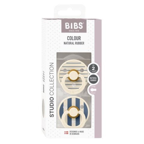 BIBS STUDIO COLOUR 2-PACK PIN IVORY & STEEL BLUE M Smoczek uspokajający kauczuk Hevea BIBS STUDIO COLOUR 2-PACK PIN IVORY & STEEL BLUE M Smoczek uspokajający kauczuk Hevea