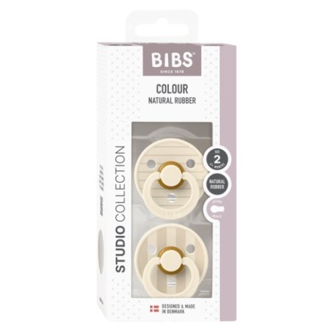 BIBS STUDIO COLOUR 2-PACK PIN IVORY & VANILLA M Smoczek uspokajający kauczuk Hevea BIBS STUDIO COLOUR 2-PACK PIN IVORY & VANILLA M Smoczek uspokajający kauczuk Hevea