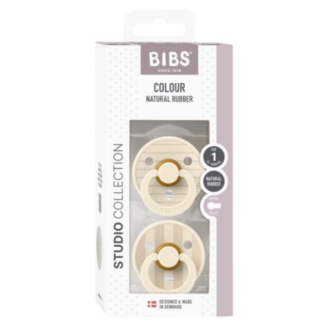 BIBS STUDIO COLOUR 2-PACK PIN IVORY & VANILLA S Smoczek uspokajający kauczuk Hevea BIBS STUDIO COLOUR 2-PACK PIN IVORY & VANILLA S Smoczek uspokajający kauczuk Hevea