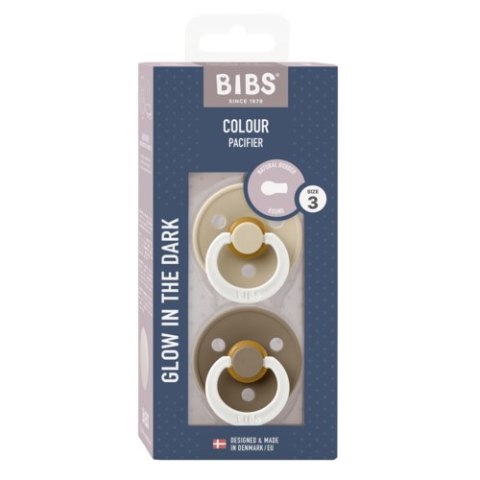 BIBS COLOUR 2-PACK VANILLA NIGHT & DARK OAK NIGHT L Smoczek Uspokajający kauczuk Hevea BIBS COLOUR 2-PACK VANILLA NIGHT & DARK OAK NIGHT L Smoczek Uspokajający kauczuk Hevea
