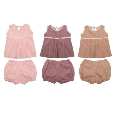 Hi Little One bluzeczka i bloomersy z lnu BOHO LEO Mauve roz S Pom Pom Hi Little One bluzeczka i bloomersy z lnu BOHO LEO Mauve roz S Pom Pom