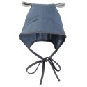 Hi Little One bonetka niemowlęca z daszkiem i uszkami BOHO LEO Blue roz S Pom Pom Hi Little One bonetka niemowlęca z daszkiem i uszkami BOHO LEO Blue roz S Pom Pom