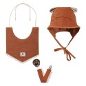 Hi Little One bonetka niemowlęca z daszkiem i uszkami BOHO LEO Cognac roz S Pom Pom Hi Little One bonetka niemowlęca z daszkiem i uszkami BOHO LEO Cognac roz S Pom Pom