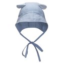Hi Little One bonetka niemowlęca z daszkiem i uszkami BOHO LEO Light Blue roz M Pom Pom Hi Little One bonetka niemowlęca z daszkiem i uszkami BOHO LEO Light Blue roz M Pom Pom