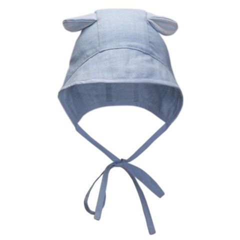 Hi Little One bonetka niemowlęca z daszkiem i uszkami BOHO LEO Light Blue roz M Pom Pom Hi Little One bonetka niemowlęca z daszkiem i uszkami BOHO LEO Light Blue roz M Pom Pom
