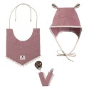 Hi Little One bonetka niemowlęca z daszkiem i uszkami BOHO LEO Mauve roz M Pom Pom Hi Little One bonetka niemowlęca z daszkiem i uszkami BOHO LEO Mauve roz M Pom Pom