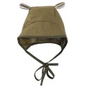 Hi Little One bonetka niemowlęca z daszkiem i uszkami BOHO LEO Pickle roz L Pom Pom