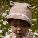 Hi Little One bonetka niemowlęca z daszkiem i uszkami BOHO LEO Pickle roz L Pom Pom