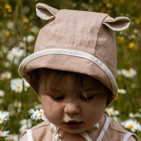 Hi Little One bonetka niemowlęca z daszkiem i uszkami BOHO LEO Pickle roz L Pom Pom Hi Little One bonetka niemowlęca z daszkiem i uszkami BOHO LEO Pickle roz L Pom Pom