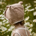 Hi Little One bonetka niemowlęca z daszkiem i uszkami BOHO LEO Pickle roz L Pom Pom