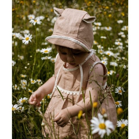 Hi Little One bonetka niemowlęca z daszkiem i uszkami BOHO LEO Pickle roz L Pom Pom Hi Little One bonetka niemowlęca z daszkiem i uszkami BOHO LEO Pickle roz L Pom Pom