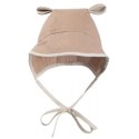 Hi Little One bonetka niemowlęca z daszkiem i uszkami BOHO LEO Powder roz S Pom Pom Hi Little One bonetka niemowlęca z daszkiem i uszkami BOHO LEO Powder roz S Pom Pom