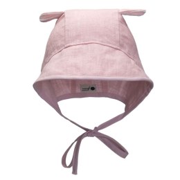 Hi Little One bonetka niemowlęca z daszkiem i uszkami BOHO LEO Rose roz M Pom Pom