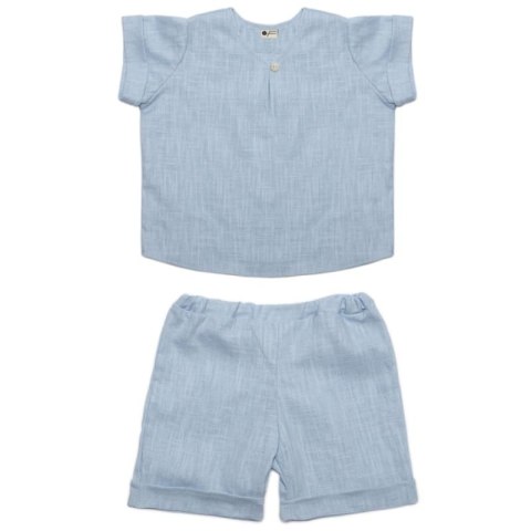 Hi Little One koszulka ze spodenkami z lnu BOHO LEO Light Blue roz L Pom Pom Hi Little One koszulka ze spodenkami z lnu BOHO LEO Light Blue roz L Pom Pom