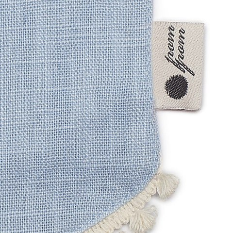 Hi Little One śliniak wiązany BOHO LEO Light Blue Pom Pom Hi Little One śliniak wiązany BOHO LEO Light Blue Pom Pom