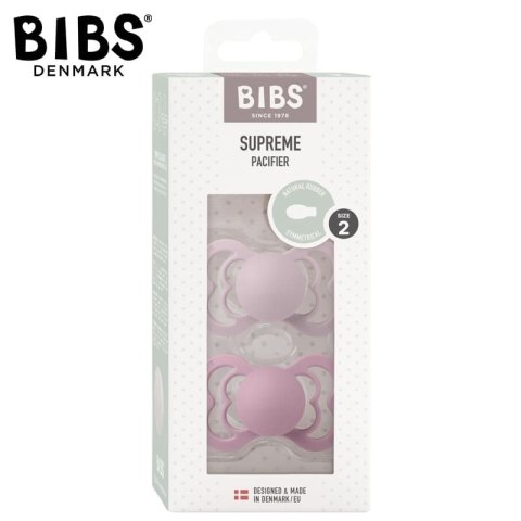 BIBS SUPREME 2-PACK DUSKY LILAC & HEATHER M Smoczek symetryczny kauczuk Hevea BIBS SUPREME 2-PACK DUSKY LILAC & HEATHER M Smoczek symetryczny kauczuk Hevea