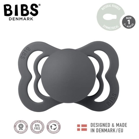 BIBS SUPREME 2-PACK IRON & BABY BLUE S Smoczek symetryczny kauczuk Hevea BIBS SUPREME 2-PACK IRON & BABY BLUE S Smoczek symetryczny kauczuk Hevea