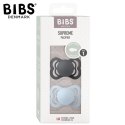 BIBS SUPREME 2-PACK IRON & BABY BLUE S Smoczek symetryczny kauczuk Hevea BIBS SUPREME 2-PACK IRON & BABY BLUE S Smoczek symetryczny kauczuk Hevea