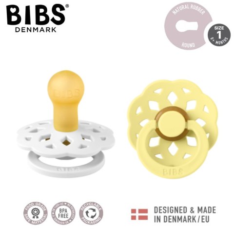 BIBS BOHEME 2-PACK WHITE & SUNSHINE M Smoczek Uspokajający kauczuk Hevea BIBS BOHEME 2-PACK WHITE & SUNSHINE M Smoczek Uspokajający kauczuk Hevea
