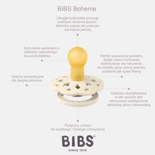 BIBS BOHEME 2-PACK WHITE & SUNSHINE S Smoczek Uspokajający kauczuk Hevea