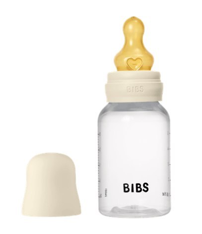 BIBS BUTELKA PLASTIC PP ze smoczkiem antykolkowym z kauczuku naturalnego, pojemność 150 ml, IVORY BIBS BUTELKA PLASTIC PP ze smoczkiem antykolkowym z kauczuku naturalnego, pojemność 150 ml, IVORY