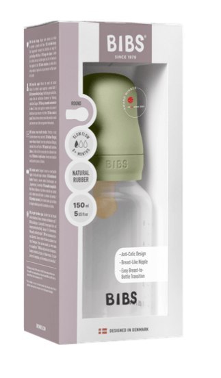 BIBS BUTELKA PLASTIC PP ze smoczkiem antykolkowym z kauczuku naturalnego, pojemność 150 ml, SAGE BIBS BUTELKA PLASTIC PP ze smoczkiem antykolkowym z kauczuku naturalnego, pojemność 150 ml, SAGE