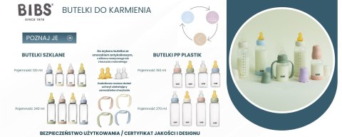 BIBS BUTELKA PLASTIC PP ze smoczkiem antykolkowym z kauczuku naturalnego, pojemność 270 ml, SAGE BIBS BUTELKA PLASTIC PP ze smoczkiem antykolkowym z kauczuku naturalnego, pojemność 270 ml, SAGE