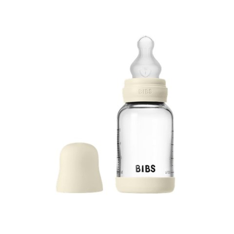 BIBS BUTELKA SZKLANA ze smoczkiem antykolkowym z silikonu medycznego, pojemność 120 ml, IVORY BIBS BUTELKA SZKLANA ze smoczkiem antykolkowym z silikonu medycznego, pojemność 120 ml, IVORY