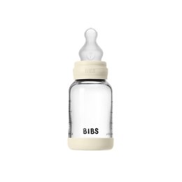 BIBS BUTELKA SZKLANA ze smoczkiem antykolkowym z silikonu medycznego, pojemność 120 ml, IVORY