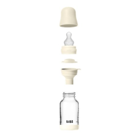 BIBS BUTELKA SZKLANA ze smoczkiem antykolkowym z silikonu medycznego, pojemność 120 ml, IVORY BIBS BUTELKA SZKLANA ze smoczkiem antykolkowym z silikonu medycznego, pojemność 120 ml, IVORY