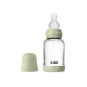 BIBS BUTELKA SZKLANA ze smoczkiem antykolkowym z silikonu medycznego, pojemność 120 ml, SAGE BIBS BUTELKA SZKLANA ze smoczkiem antykolkowym z silikonu medycznego, pojemność 120 ml, SAGE