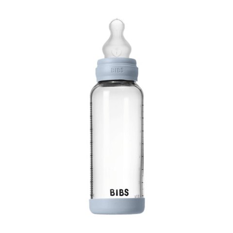 BIBS BUTELKA SZKLANA ze smoczkiem antykolkowym z silikonu medycznego, pojemność 240 ml, BABY BLUE BIBS BUTELKA SZKLANA ze smoczkiem antykolkowym z silikonu medycznego, pojemność 240 ml, BABY BLUE