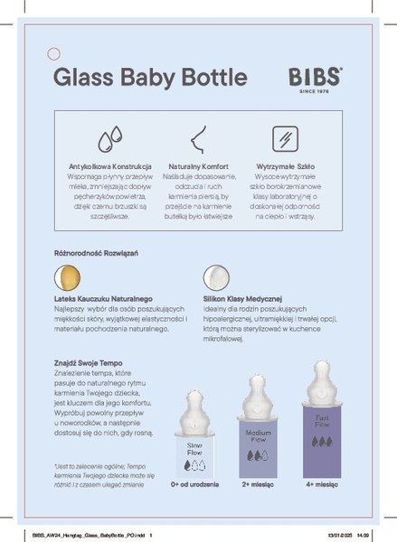 BIBS BUTELKA SZKLANA ze smoczkiem antykolkowym z silikonu medycznego, pojemność 240 ml, BLUSH BIBS BUTELKA SZKLANA ze smoczkiem antykolkowym z silikonu medycznego, pojemność 240 ml, BLUSH