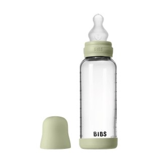 BIBS BUTELKA SZKLANA ze smoczkiem antykolkowym z silikonu medycznego, pojemność 240 ml, SAGE