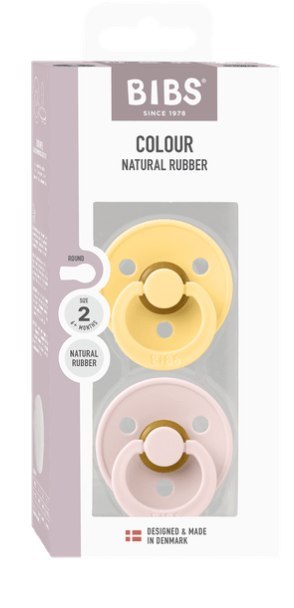 BIBS COLOUR 2-PACK PALE BUTTER & PETAL M Smoczek Uspokajający kauczuk Hevea BIBS COLOUR 2-PACK PALE BUTTER & PETAL M Smoczek Uspokajający kauczuk Hevea
