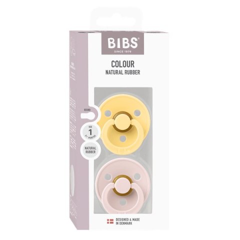 BIBS COLOUR 2-PACK PALE BUTTER & PETAL S Smoczek Uspokajający kauczuk Hevea BIBS COLOUR 2-PACK PALE BUTTER & PETAL S Smoczek Uspokajający kauczuk Hevea