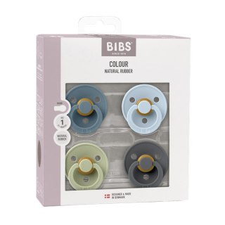 BIBS COLOUR ROUND zestaw 4 szt smoczków niemowlęcych, roz 0-6 mca
