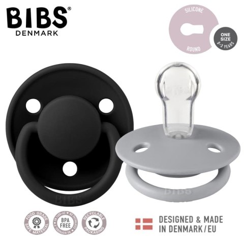 BIBS DE LUX 2-PACK CLOUD & BLACK Smoczek uspokajający silikonowy ONE SIZE BIBS DE LUX 2-PACK CLOUD & BLACK Smoczek uspokajający silikonowy ONE SIZE