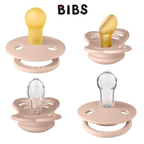 BIBS TRY-IT zestaw 4 szt smoczków niemowlęcych o różnych ustnikach BLUSH BIBS TRY-IT zestaw 4 szt smoczków niemowlęcych o różnych ustnikach BLUSH