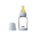 BIBS BUTELKA SZKLANA ze smoczkiem antykolkowym z kauczuku naturalnego, pojemność 120 ml, BABY BLUE BIBS BUTELKA SZKLANA ze smoczkiem antykolkowym z kauczuku naturalnego, pojemność 120 ml, BABY BLUE