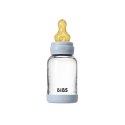 BIBS BUTELKA SZKLANA ze smoczkiem antykolkowym z kauczuku naturalnego, pojemność 120 ml, BABY BLUE BIBS BUTELKA SZKLANA ze smoczkiem antykolkowym z kauczuku naturalnego, pojemność 120 ml, BABY BLUE