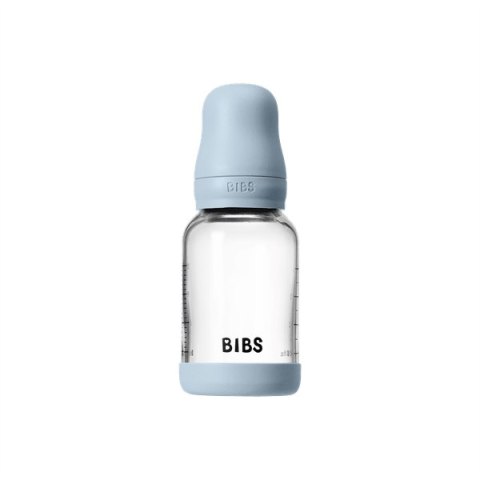 BIBS BUTELKA SZKLANA ze smoczkiem antykolkowym z kauczuku naturalnego, pojemność 120 ml, BABY BLUE BIBS BUTELKA SZKLANA ze smoczkiem antykolkowym z kauczuku naturalnego, pojemność 120 ml, BABY BLUE