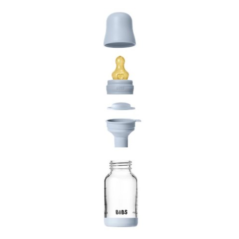 BIBS BUTELKA SZKLANA ze smoczkiem antykolkowym z kauczuku naturalnego, pojemność 120 ml, BABY BLUE BIBS BUTELKA SZKLANA ze smoczkiem antykolkowym z kauczuku naturalnego, pojemność 120 ml, BABY BLUE